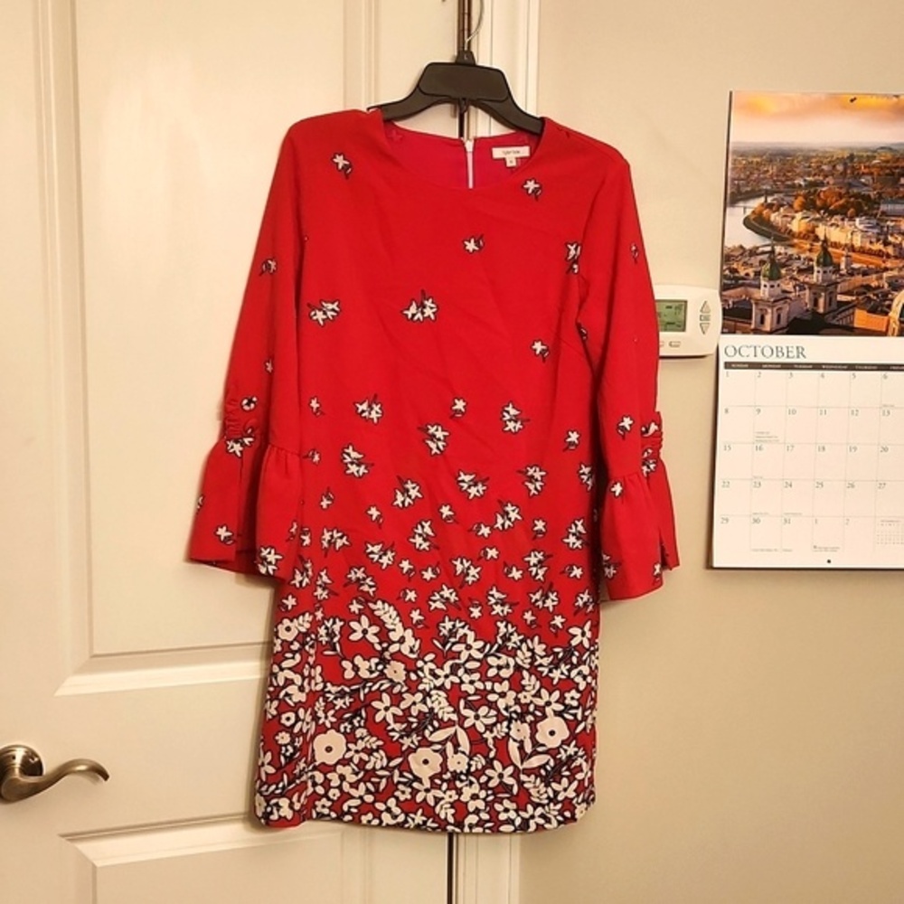 Tyler Boe Women's Pink Dress w/ White Flowers & Flowy Sleeves Size 4